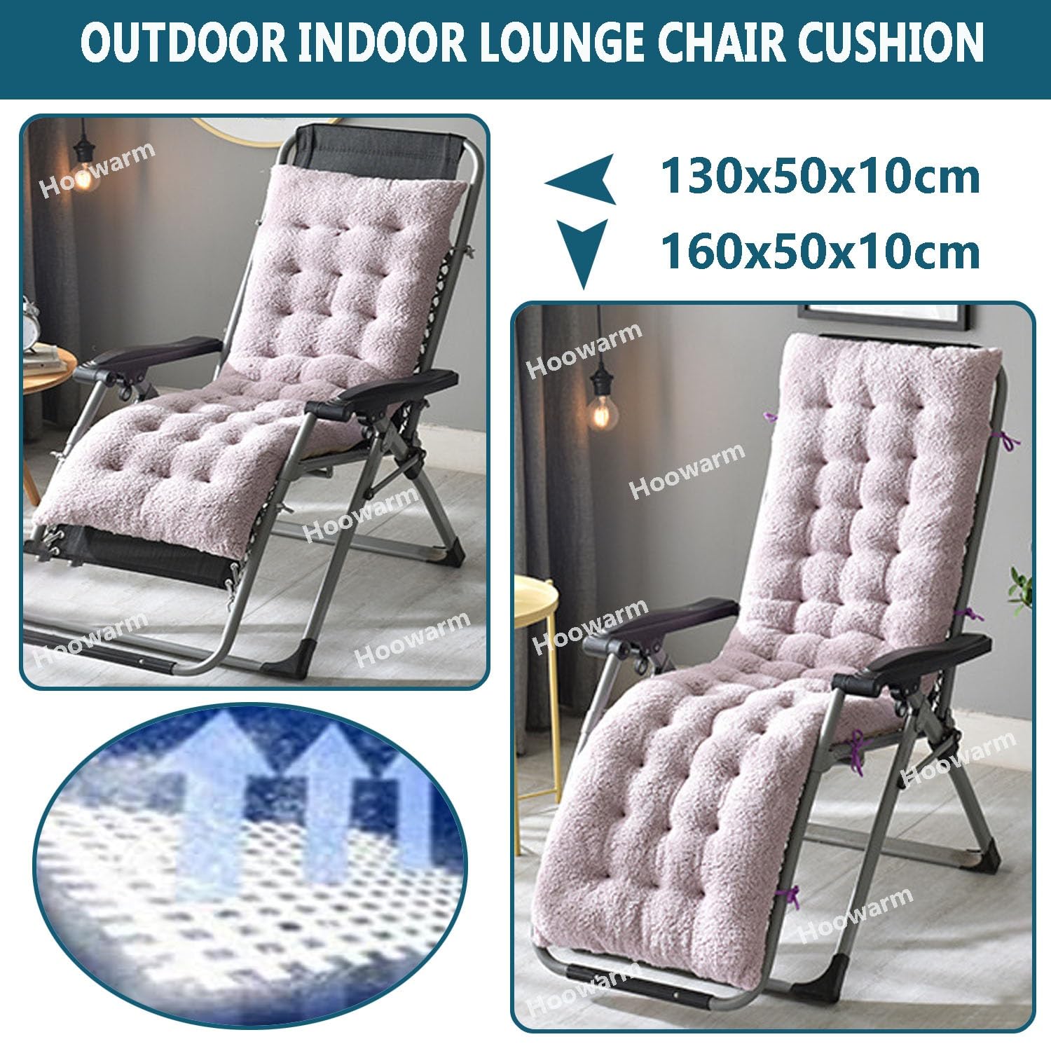 Cojín para Tumbona Grueso 130x50/160x50cm Jardín Cojines para Silla Mecedora Suave Cómodo con Respaldo Colchoneta Tumbona para Jardín, Piscina, Playa, Terraza y Balcón(Color2,160x50x10cm)