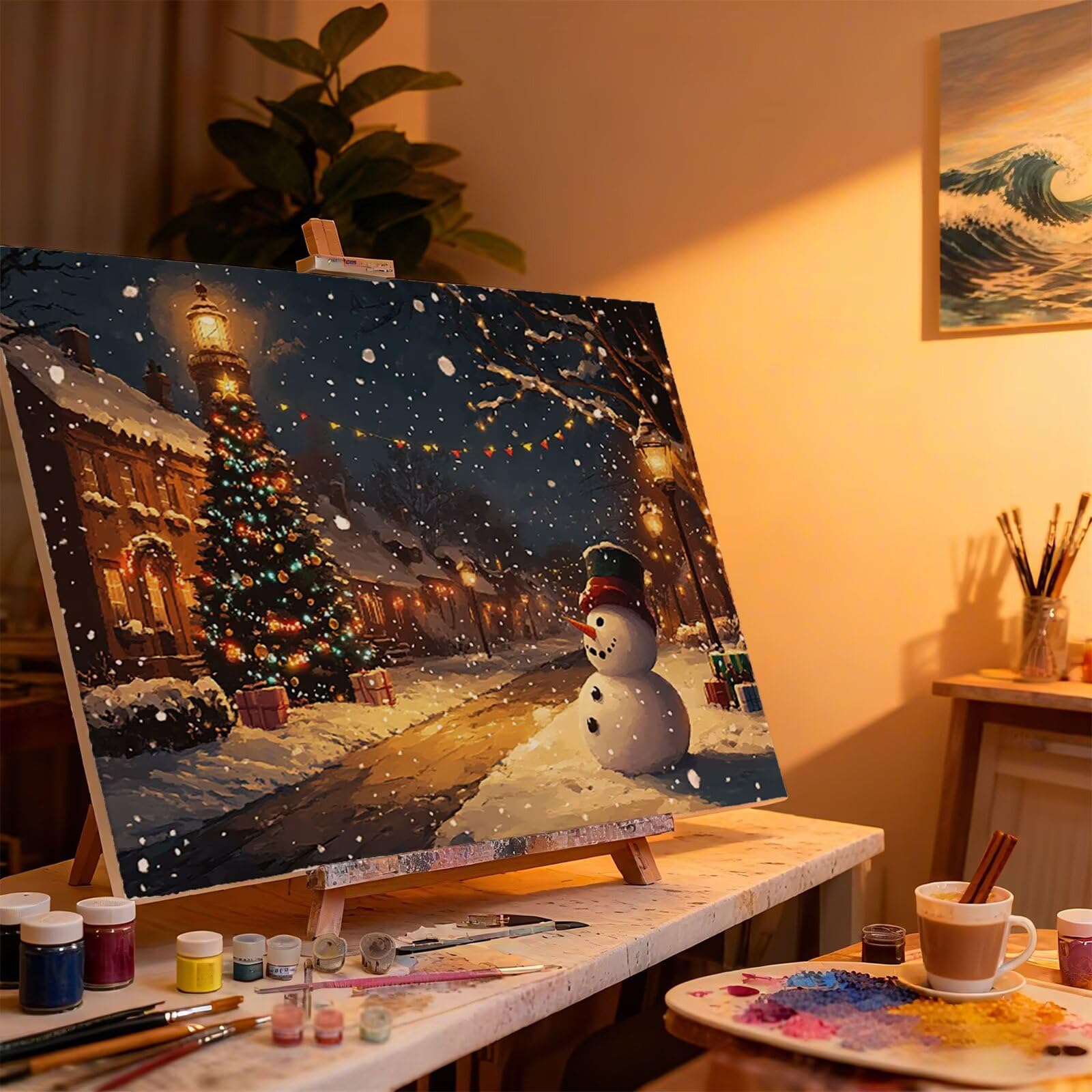 Weihnachten Malen Nach Zahlen Erwachsene Leuchtturm Malen Nach Zahlen Kinder ab 7, Set Erwachsene Bastelsachen Kreativ Set für Kinder Geschenke für Männer, Weihnachten Halloween Deko 80x100cm H - 564