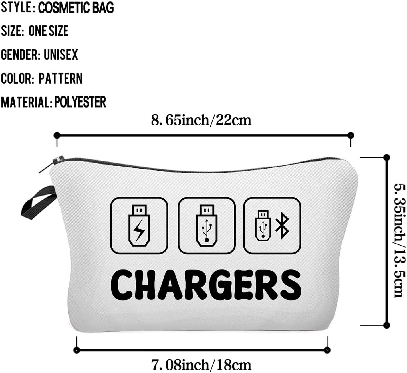 Chargers Makeup Bag Cute Small Organizer Zipper Pouch Chargers Storage Cosmetic Bag Birthday Present for Women Friends - Image 2
