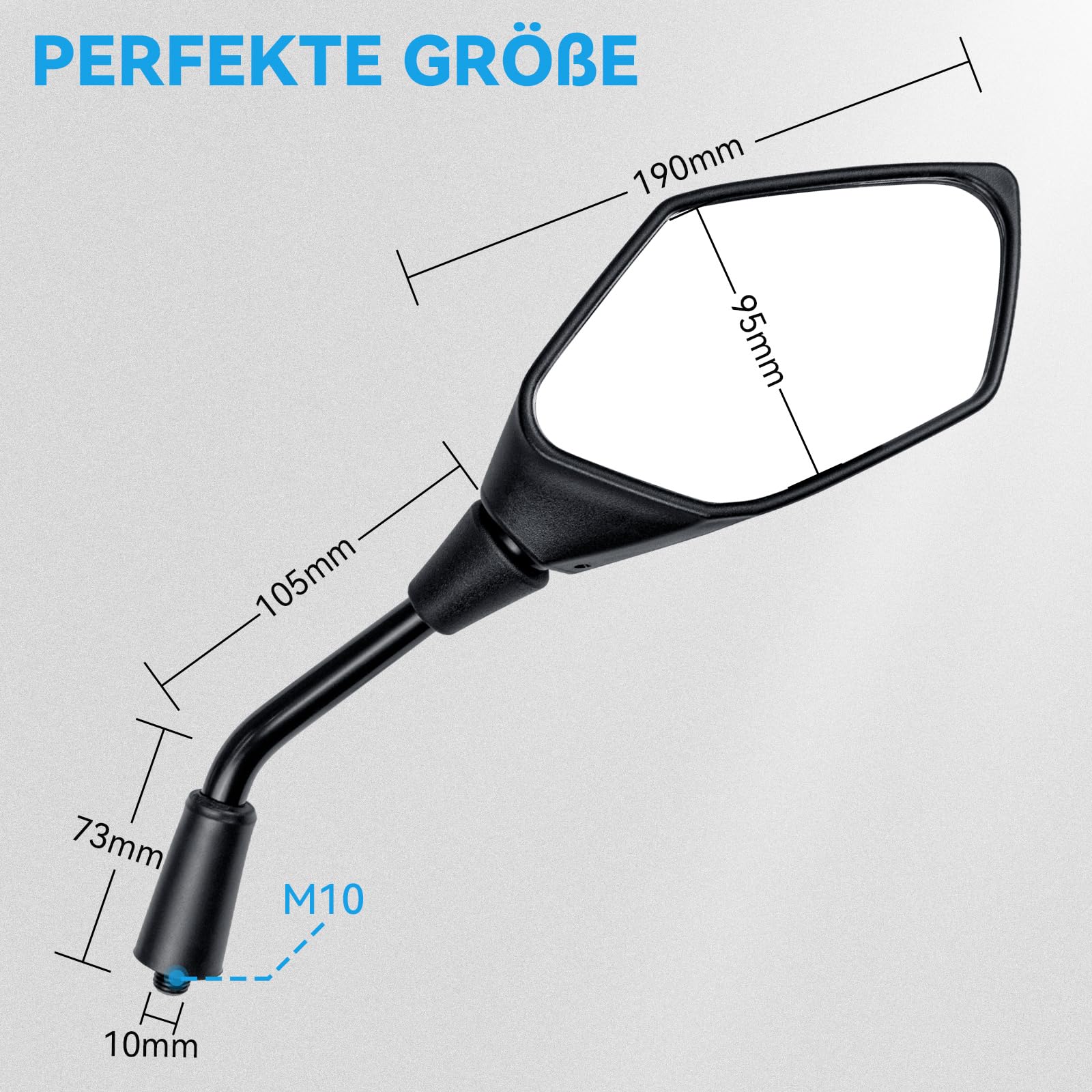 Lusterko motocyklowe E13 zatwierdzone, motocyklowe lusterko wsteczne 360 obrotowe, lusterko motocyklowe M10 kompatybilne z ATV, skuter, skuter, motorower, dirt, quad, 2 szt