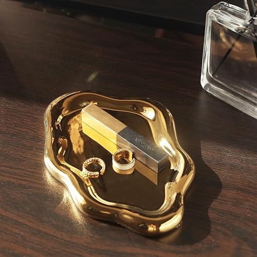 Miniatura 8 de MDFAYE Bandeja de joyería para mujer, soporte para platos para anillos, placa de cerámica única en forma de nube, cosas lindas, decoración