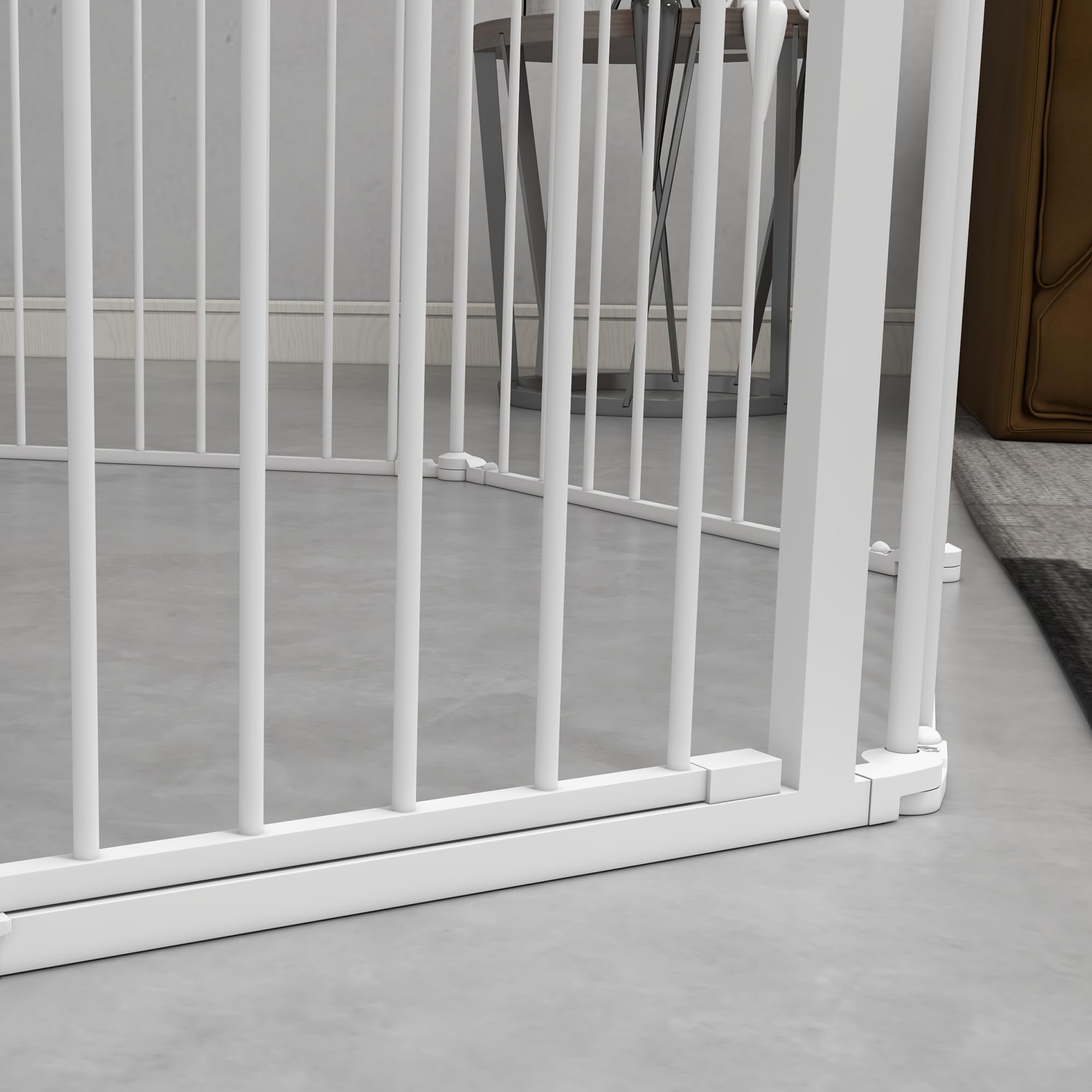 PawHut Parque para Perros de 8 Paneles 64x90 cm Corralito para Mascotas Plegable de Acero con Doble Cerradura Función de Bloqueo Auxiliar y Forma de Bricolaje para Pasillos Escaleras Blanco