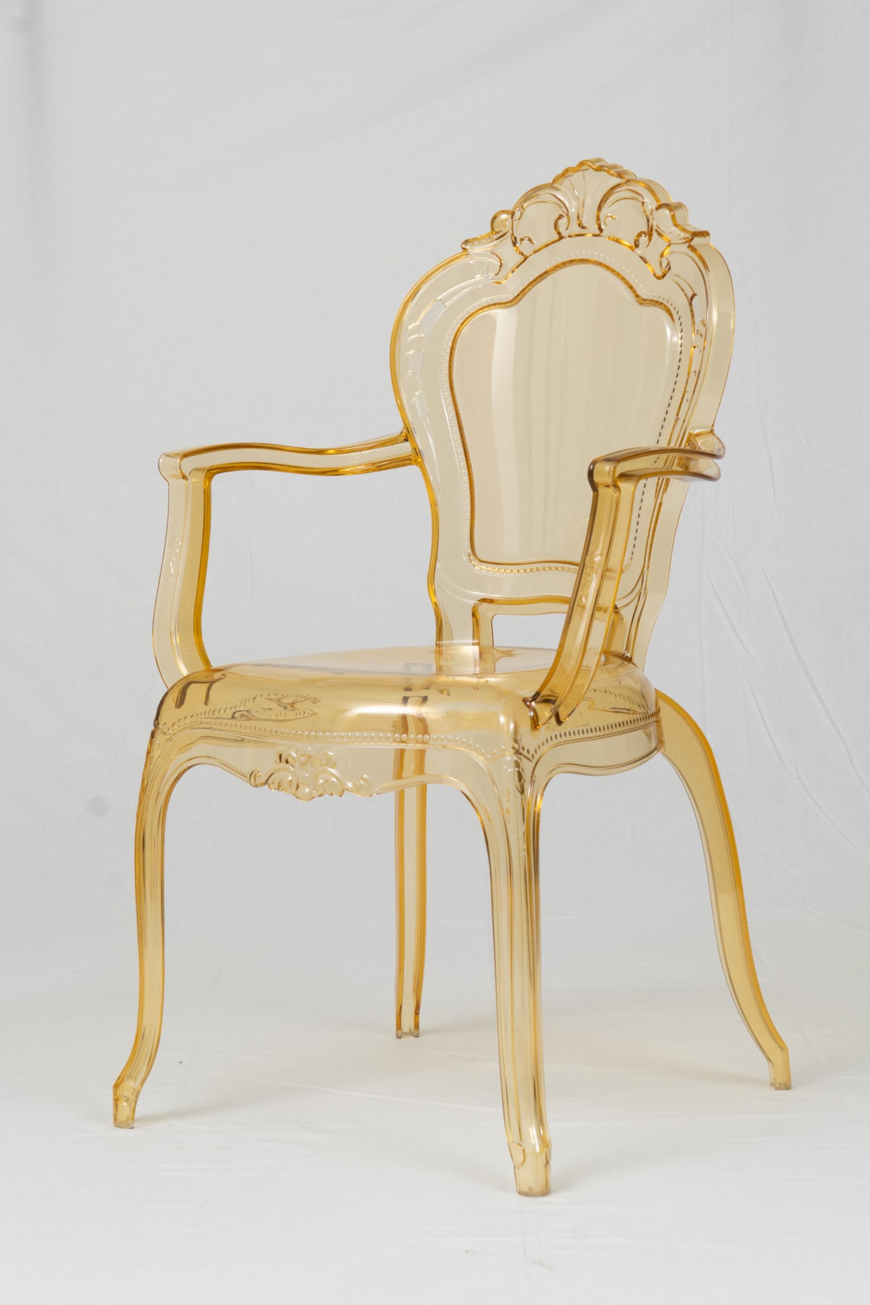 Biscottini Sedie in Policarbonato - Sedia con Braccioli Cucina Soggiorno 53x49x97,5 cm - Poltrone Barocche Sala da Pranzo Camera da Letto - Poltrona in Plastica da Esterno Moderna Matrimonio Cerimonie