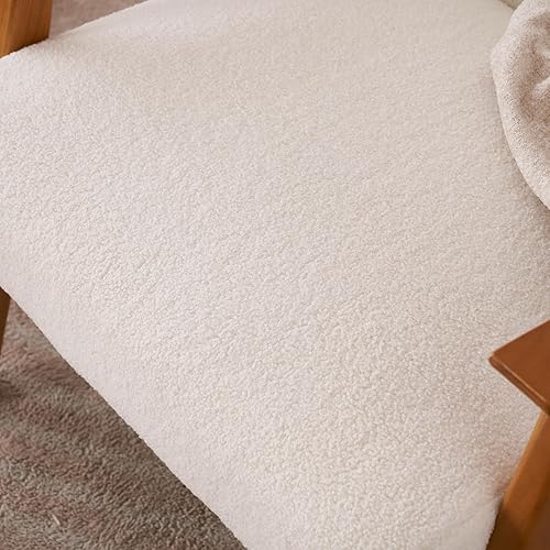 Miniatura 6 de Modern Accent Lounge Chair for Living Room, Armchair Single Solid Wood Armrest Teddy Velvet Leisure Sofa Chair Indoor Comfy Reading Chair Leisure