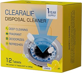 CLEARALIF Household Garbage Disposal Cleaners, 12 Tablets, Fresh Lemon Scent, Compatible With All Disposals