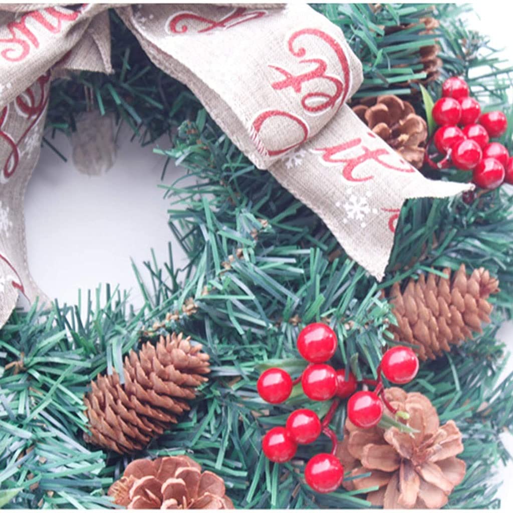 Christmas Gifts 15.7 "Ghirlanda di Natale Pigne Artificiale Corona di Natale con Simulazione Tessuto Bow Ghirland for Decorazioni for Vacanze Christmas Ornament Decoration