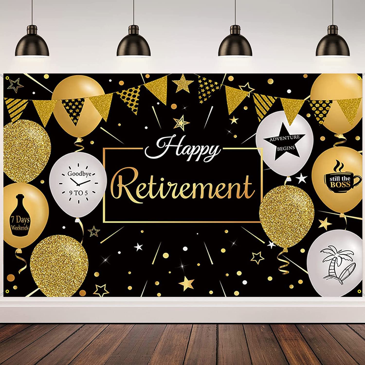 Retirement Party Decorations, Extra Large Happy Retirement Decorations Supply, Retirement Sign Happy Retirement Banner for Retirement Party Backdrop, 71 X 43.3 Inch