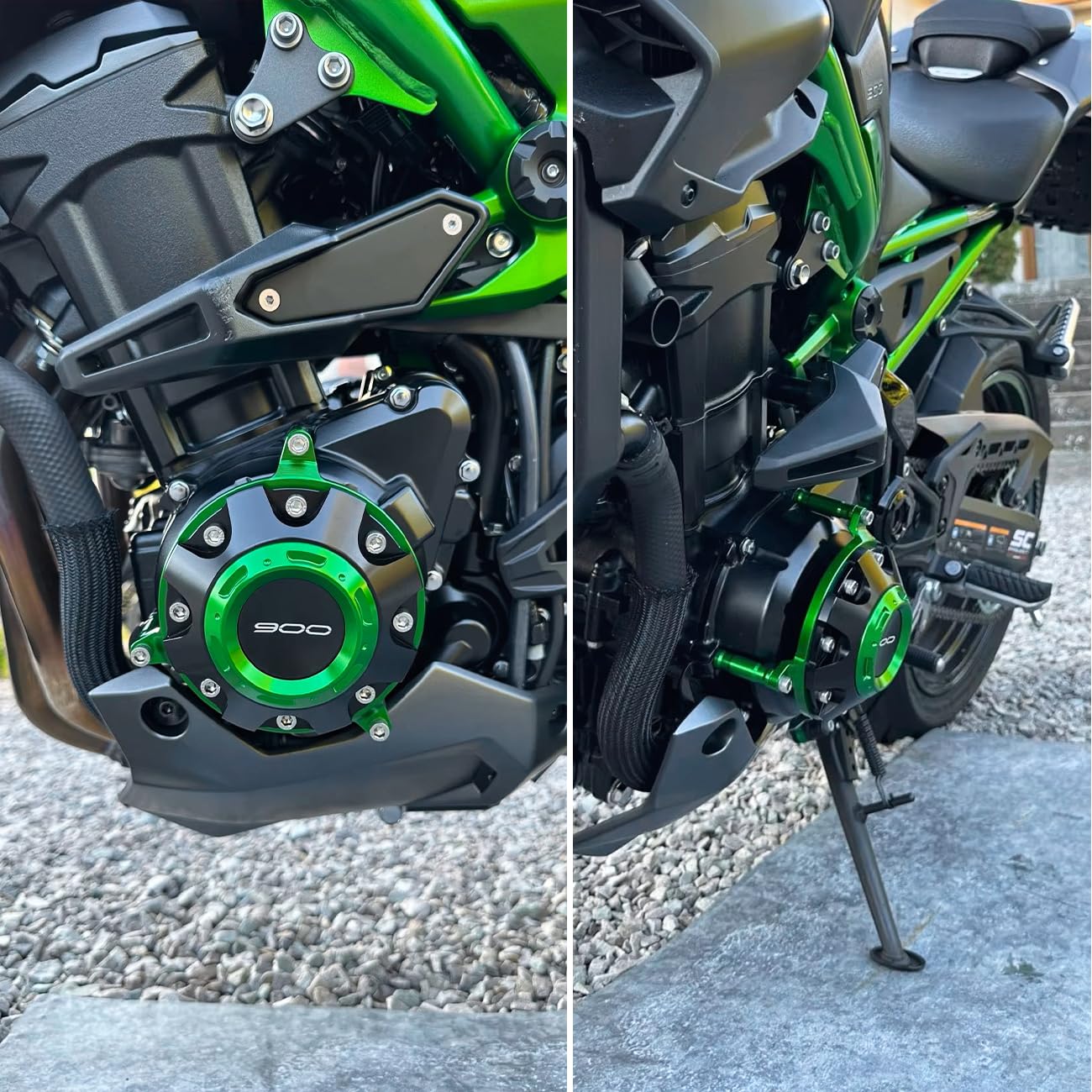 MOWOK Accesorios de Motocicleta para Kawasaki Z900 Z 900 SE 2017-2021 2022 2023 2024 Cubiertas de Motor Protectores Protector de Cubierta de estator Carter Deslizador anticaída (Verde)