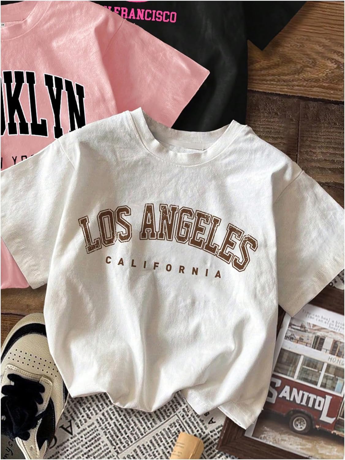 Girl's 3 Packs T Shirts Set Letter Graphic Tees Short Sleeve Crew Neck Summer Tee Shirt - Image 3