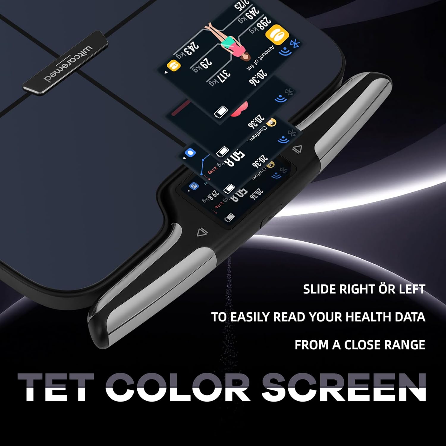 Close-up of witcaremed Smart Scale display