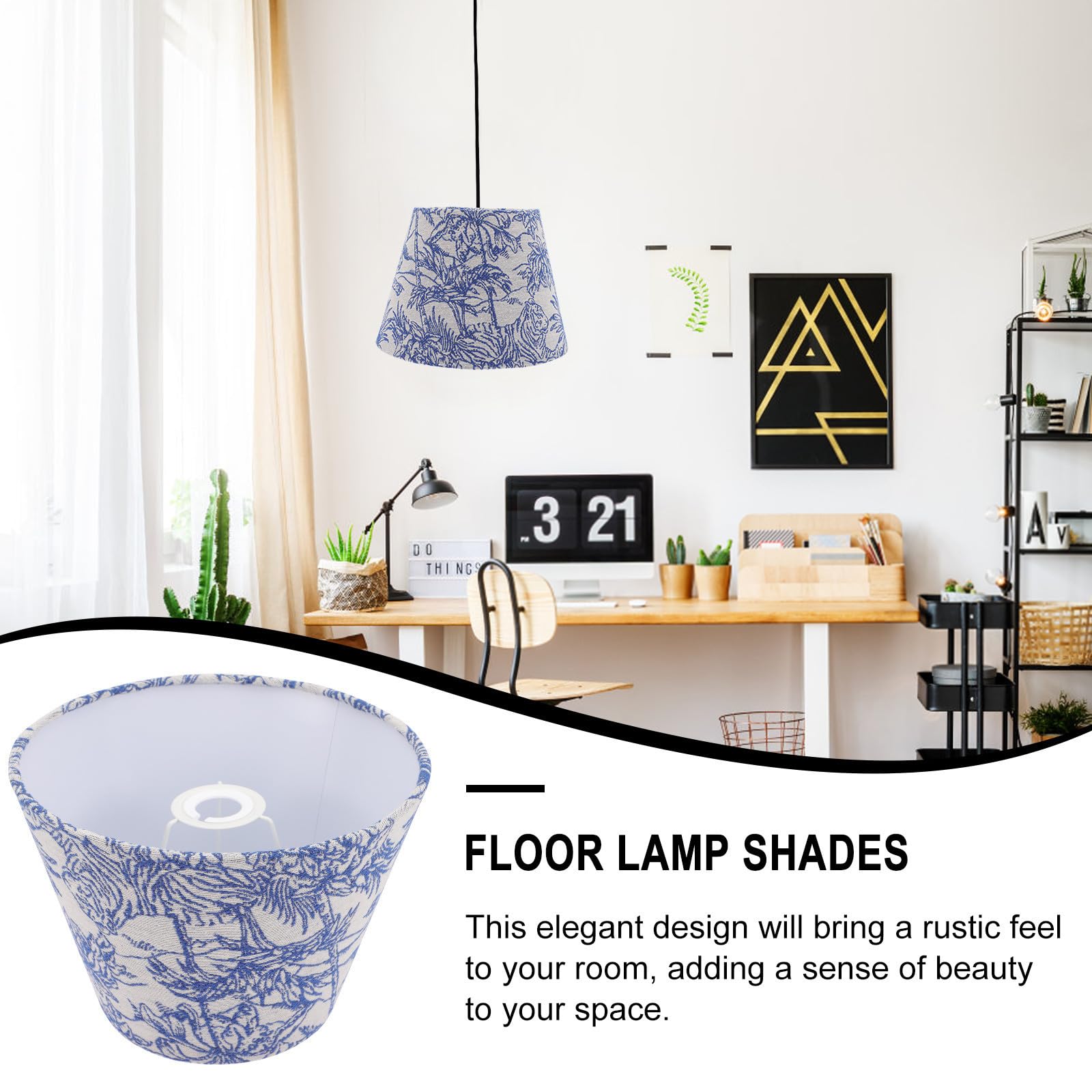 Pantalla de Lámpara de Mesa Bordada Cubierta de Lámpara de Pie Tejido y Metal Azul E27/e14 Decorativa Protege la Bombilla Estilo Elegante Patrón de Hojas Tropicales