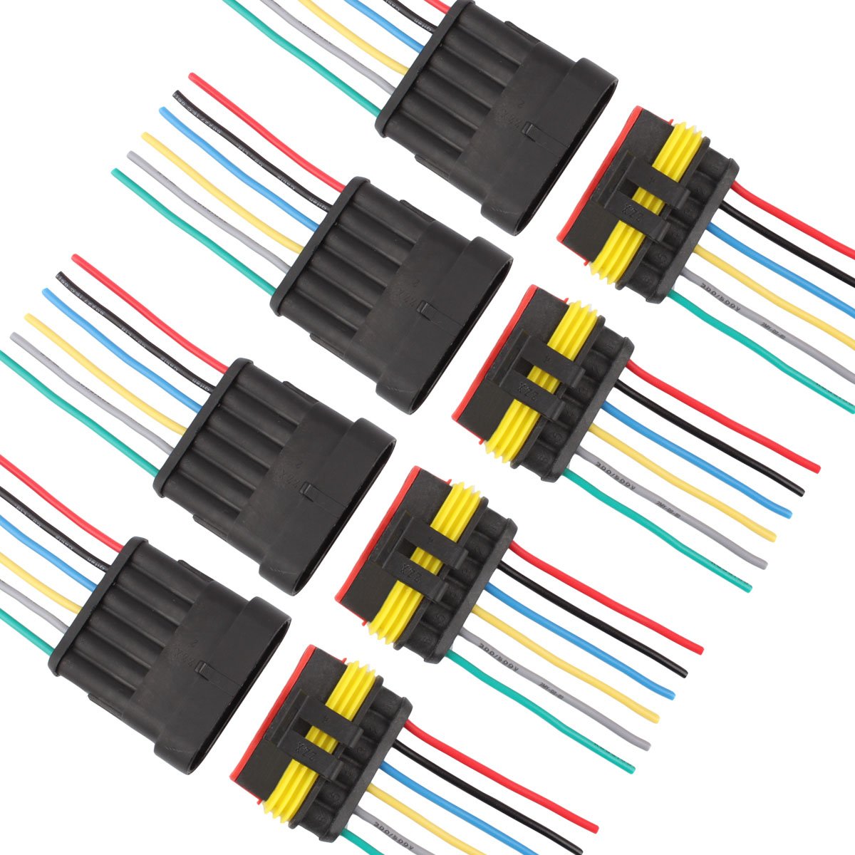 TOMALL 6 pin connector AWG 18 étanche molex vers pour prise électrique à prise rapide Série 6 Wire Triggle 1,5 mm (paquet de 4)