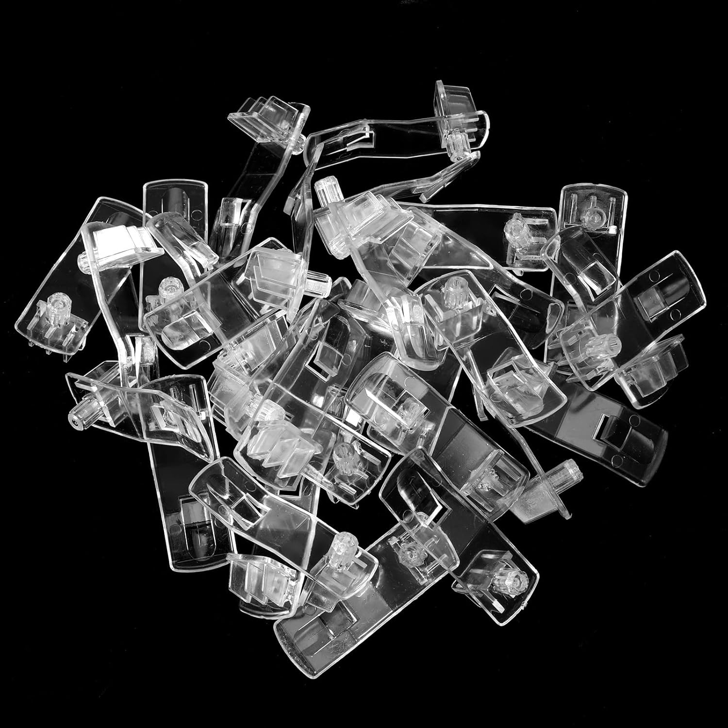 30PCS Cabinet Shelf Clips,Plastic Locking Shelf Support Pegs,Cabinet Pegs for Shelves, Transparent ABS Shelfs Pins for 1/4inch Diameter Hole and 25/32inch Shelfs