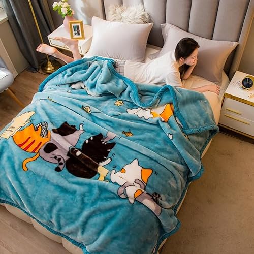 Miniatura 4 de LGYKUMEG Manta Raschel de felpa, mantas de visón coreano de 79 x 91 pulgadas, 8 libras, súper sedosas, 2 capas impresas, reversible, gruesa, de