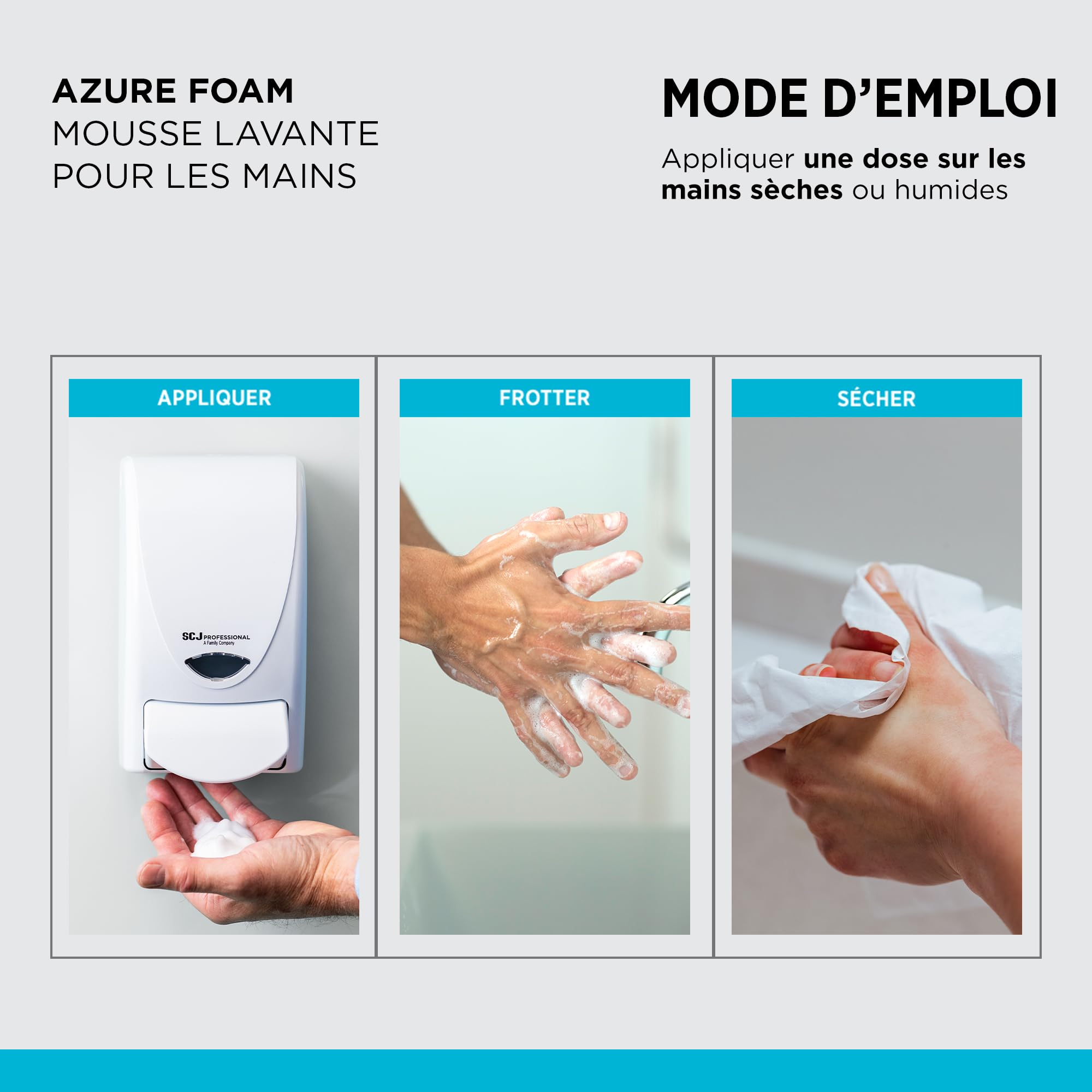 SC Johnson Professional Azure Foam Kit de Recharges – Nettoyant moussant – Lavage des Mains pour Peaux sensibles – Parfum Fruits Frais – 2 Cartouches de 1 Litre – Réservé à Un Usage Professionnel