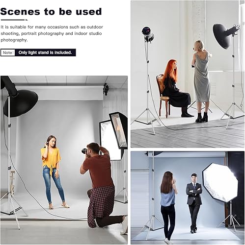 Miniatura 4 de Paquete de 2 soportes de luz de fotografía de 73.6 pulgadas de aluminio con bolsa de transporte, soporte de luz de viaje compacto plegable de 27.5