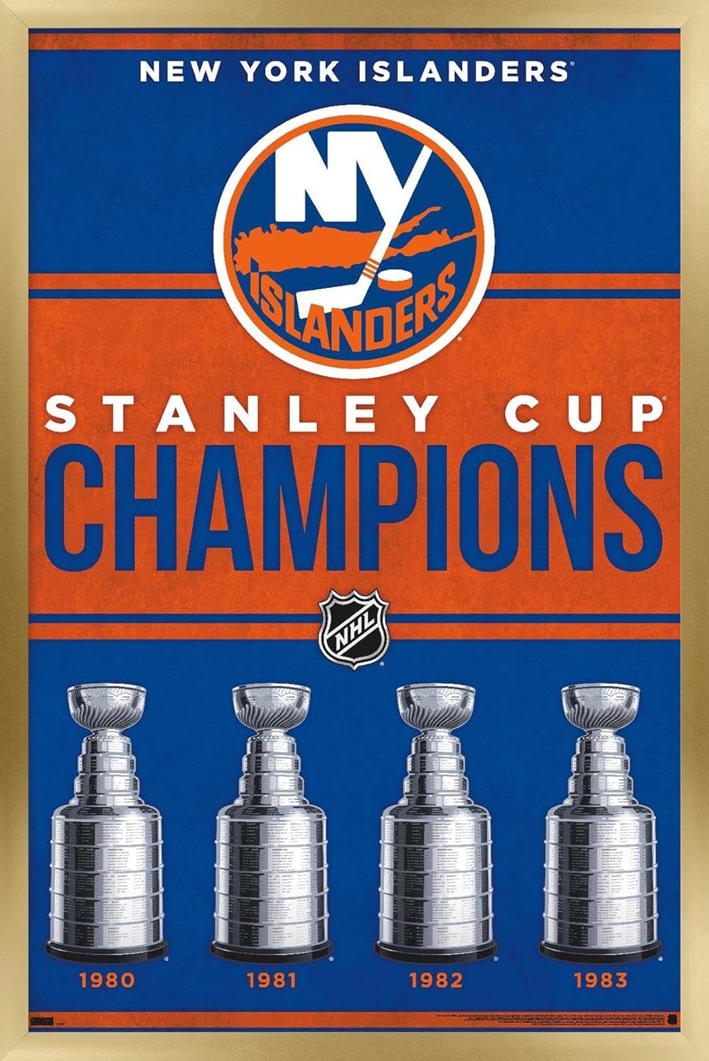 NHL New York Islanders - Champions 23 Wall Poster, 34L" x 22.4W", Gold Framed Version