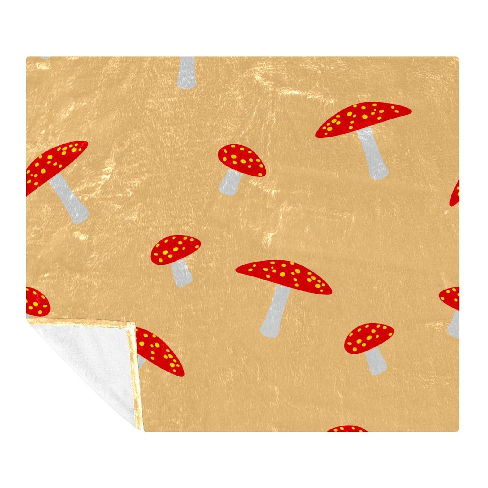 Couverture polaire haut de gamme champignon rouge jaune, literie douce et isolante