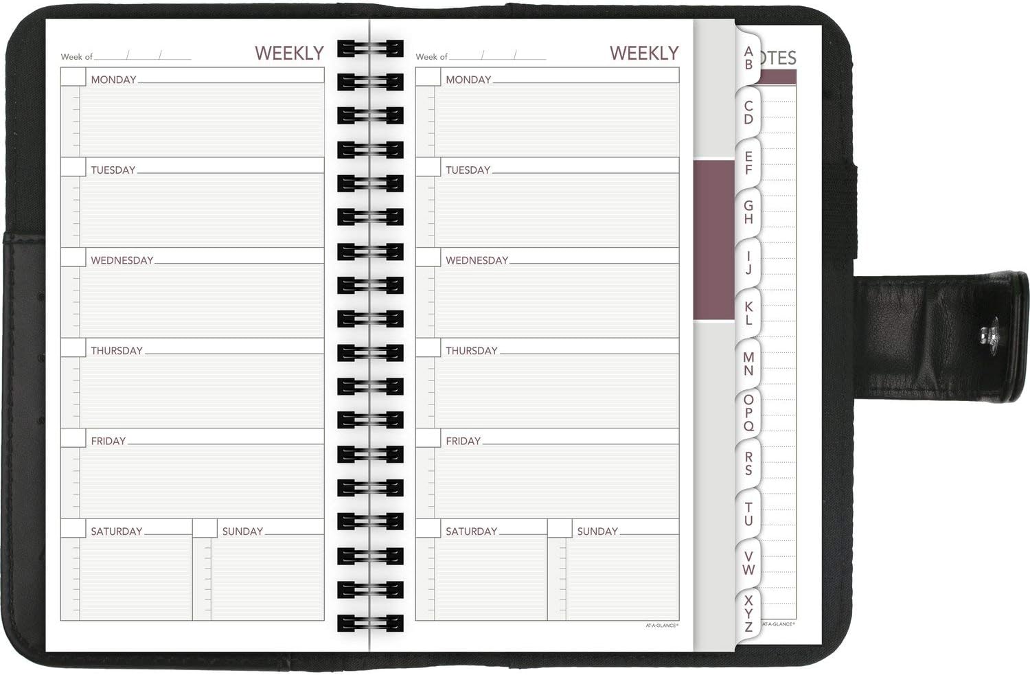 AT-A-GLANCE Day Runner Windsor Undated Refillable Planner, Slim Profile Starter Set, 3-1/4" x 6-3/8", Size 2, Black (103-1599)