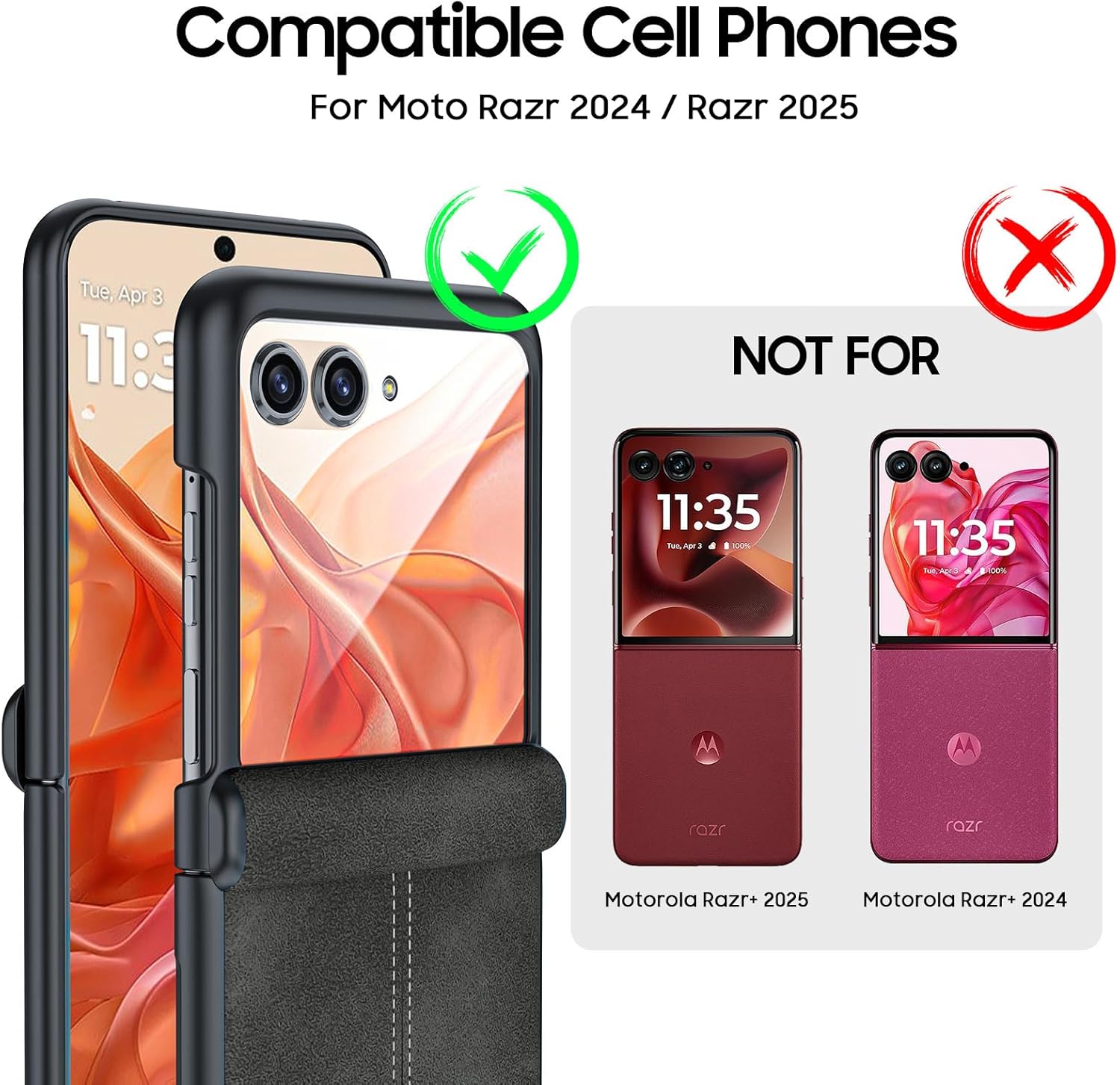 for Motorola Razr 2024 Case/Razr 2025 Case, Built-in Screen Protector & Hinge Protection & Ultra Thin PU Leather Matte PC Shockproof Cover Phone Case for Moto Razr 2024/2025(Black Gray)