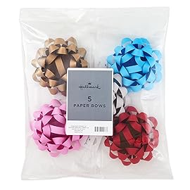 Hallmark Kraft Paper Gift Bows (5 Bows: Gold, White, Blue, Red, Pink) for Birthdays, Graduations, Baby Showers, Presents and More
