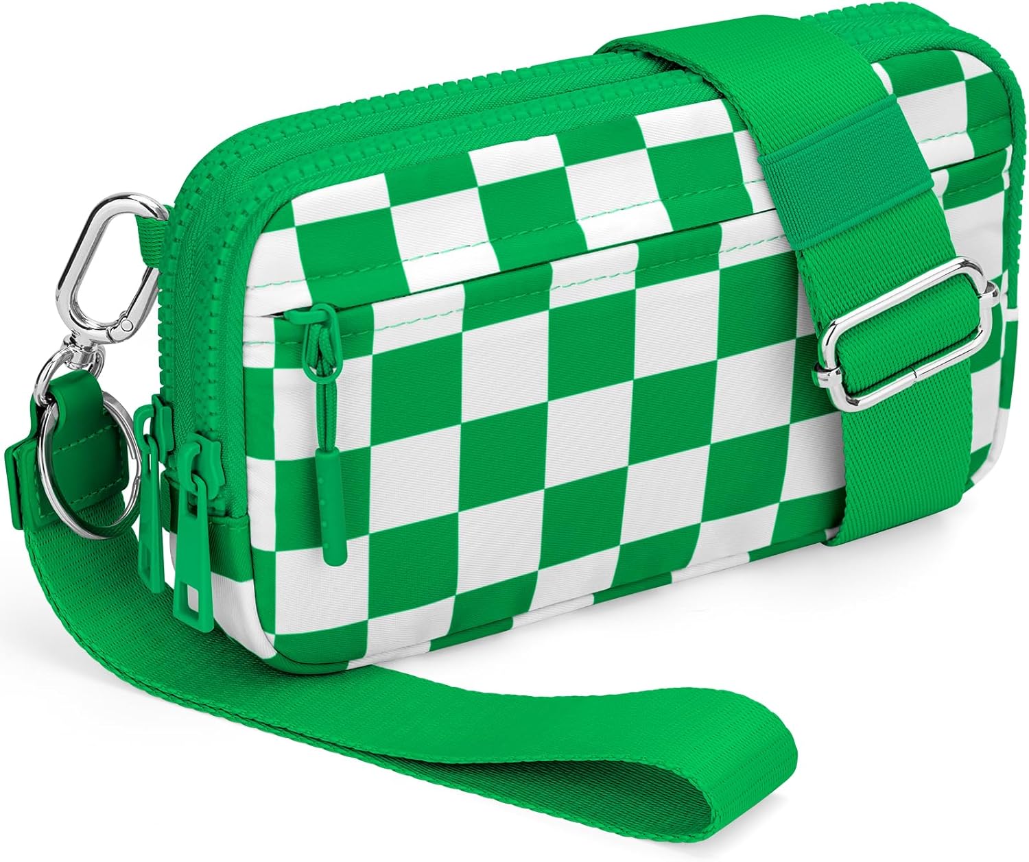 YINHEXI Crossbody Wristlet Wallet for Women, Small Checkered Phone Bag Wallet Purse, Nylon Travel Shoulder Bag for Women