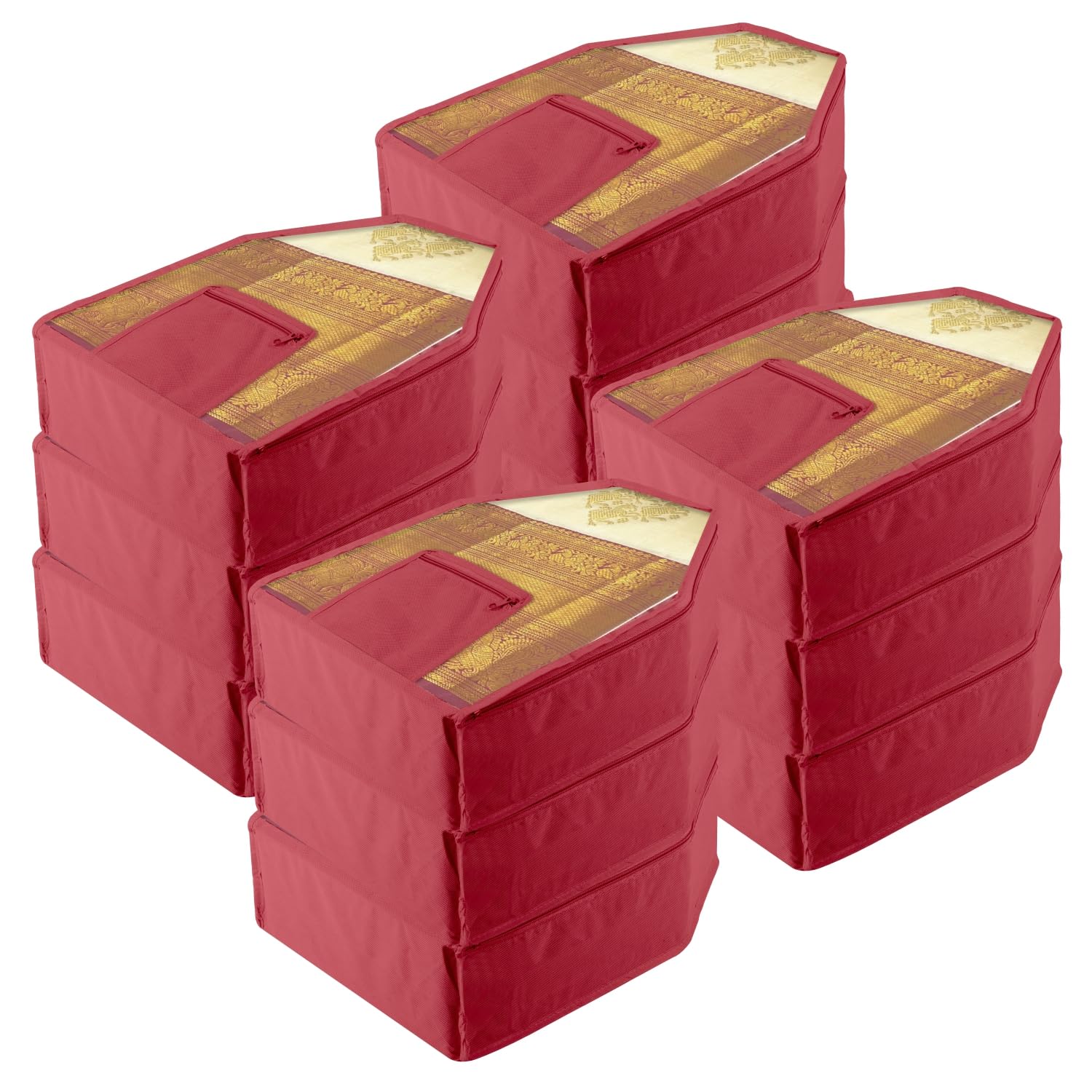 Kuber Industries Blouse Cover | Clothes Storage Bag | Zipper Wardrobe Organizers | Clothes Organiser with Attached Pocket | Non-Woven Front Transparent Blouse Cover | Pack of 12 | Maroon (B0CKF1PRB8) Amazon Price History, Amazon Price Tracker