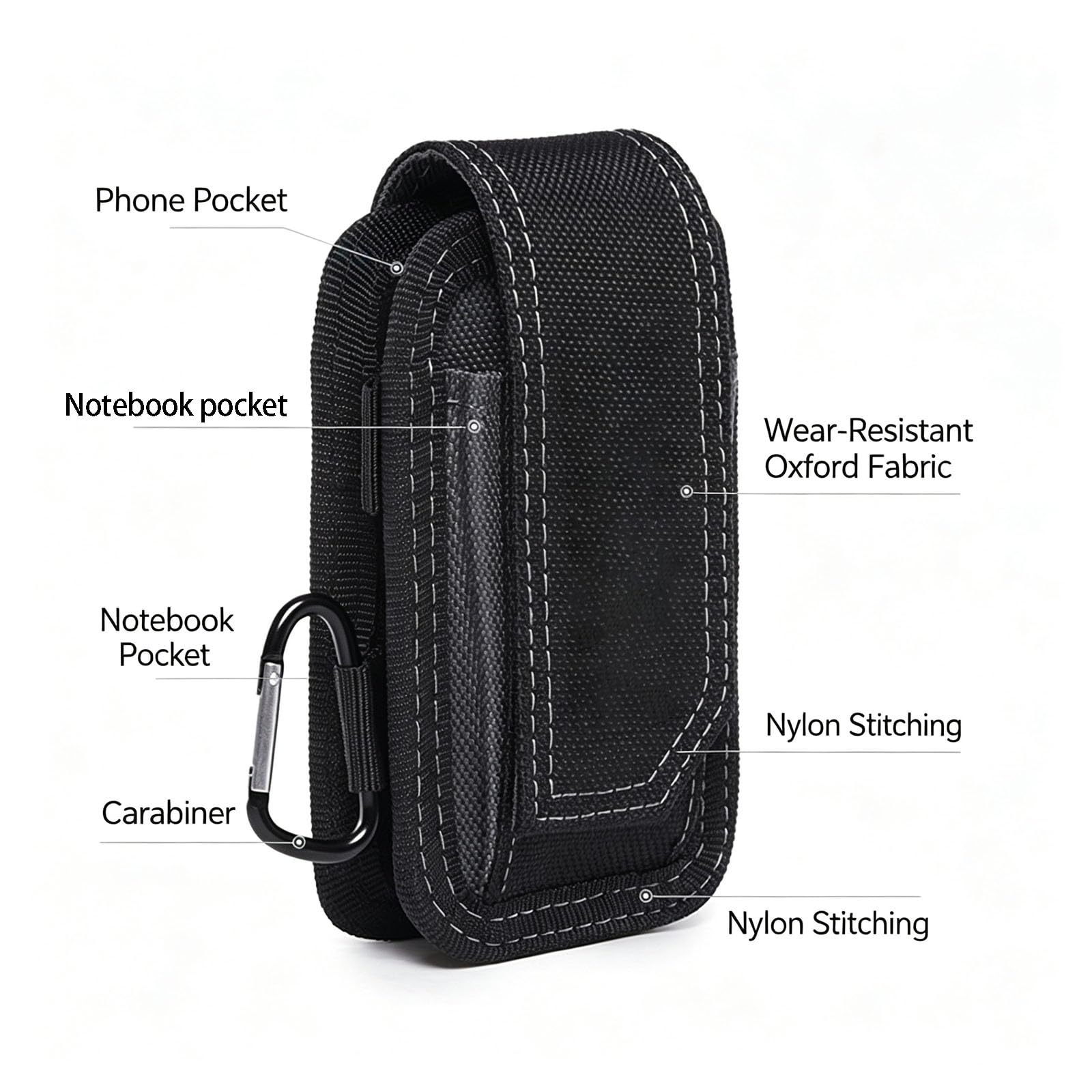 Custodia per telefono con clip verticale in metallo per | Fessure laterali con fodera morbida Scomparto principale Accesso all ' officina Carry Repair Task Organizer