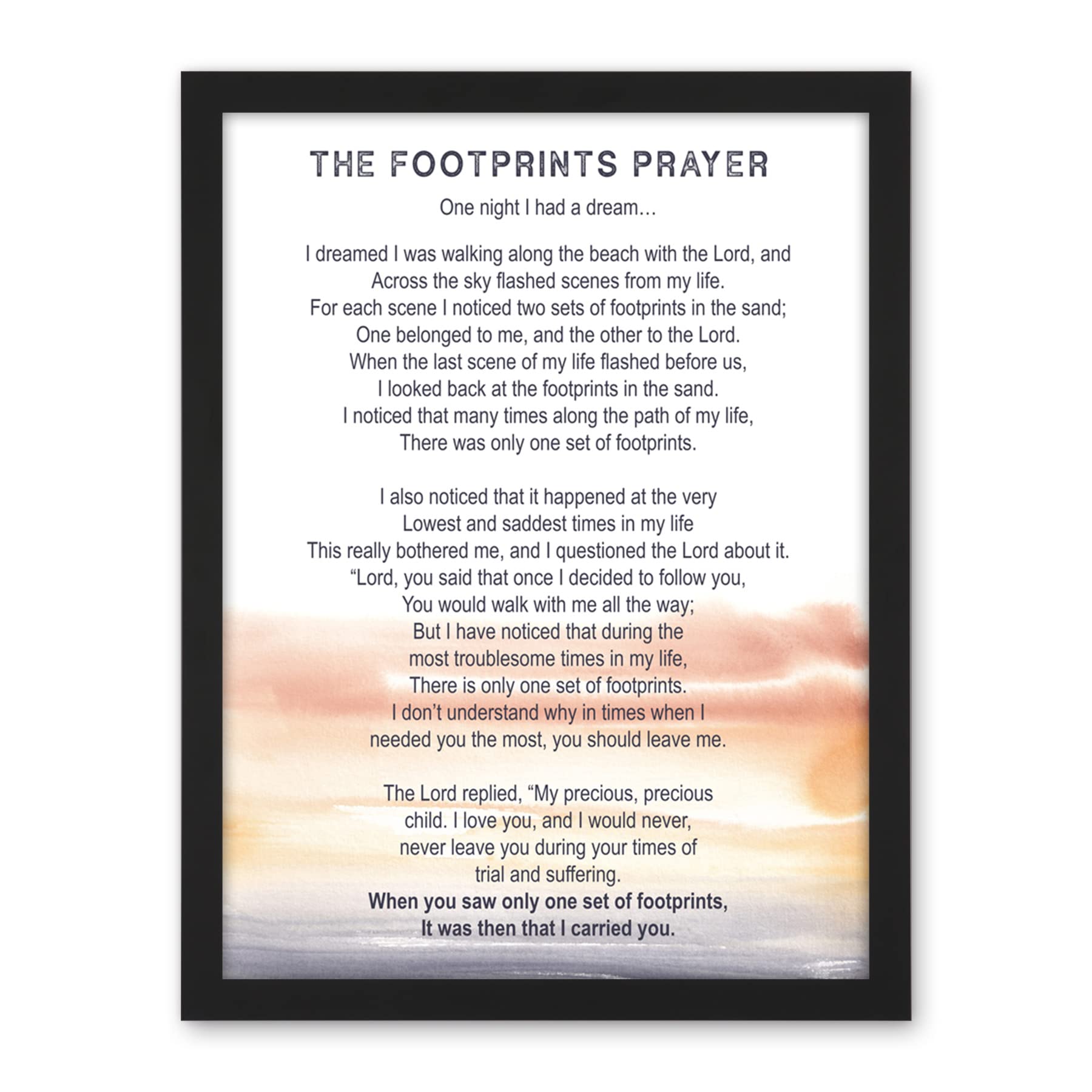Artery8 Lord Jesus Footprints In The Sand Poem Watercolour Artwork Framed Wall Art Print 18X24 Inch