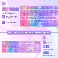 Vista 2 de CHONCHOW Combo de teclado y mouse RGB para juegos, teclado transparente con cable USB, retroiluminación LED arco iris, juego de teclado transparente