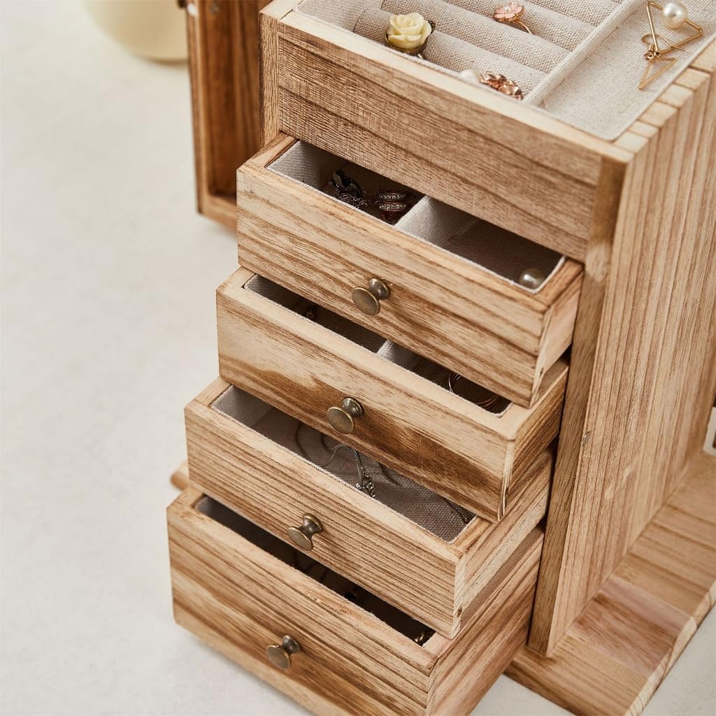 Mehrschichtige Schmuckschatulle mit Fächern, Schmuckhalter für Damen und Mädchen