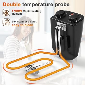 Electric Deep Fryer with 3 Baskets, 5.3Qt Adjustable Temperature Electric Oil Fryer w/Timer, View Window Lid, Professional Style, Non-Stick Inner Pot Easy to Clean, Deep Fryer for Home Use