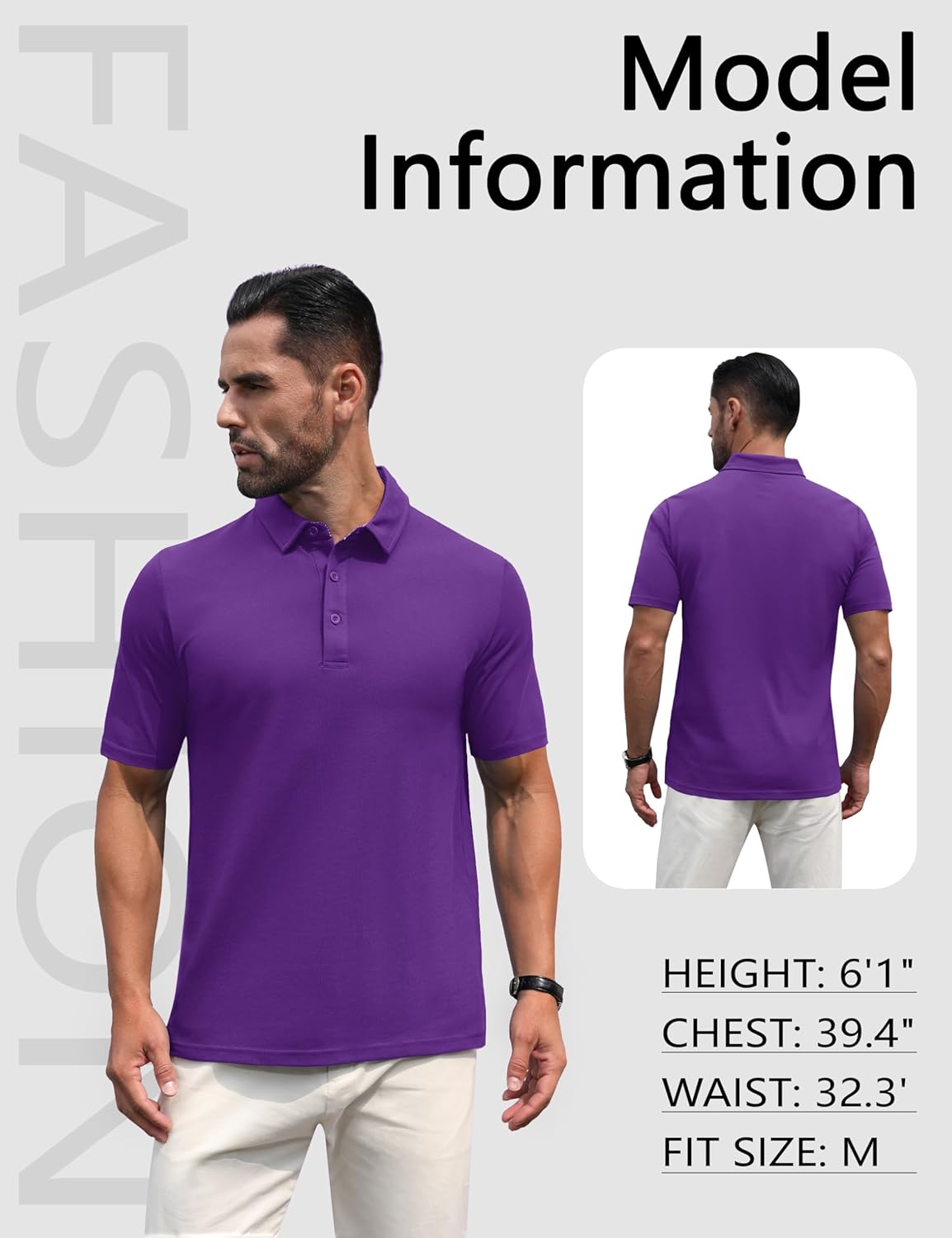 MAGNIVIT Mens Polo Shirts Short Sleeve Athletic Golf Shirts Moisture Wicking 3-Button Casual Cotton Collared Shirt - Image 6