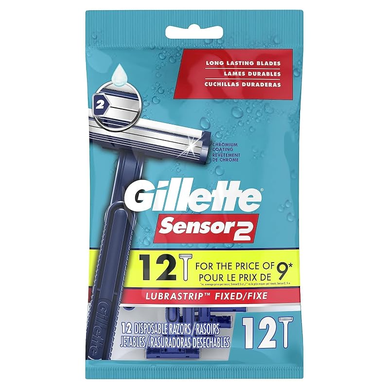 Gillette Sensor2 Aparelhos de Barbear Descartáveis Masculinos, Pacote com 12