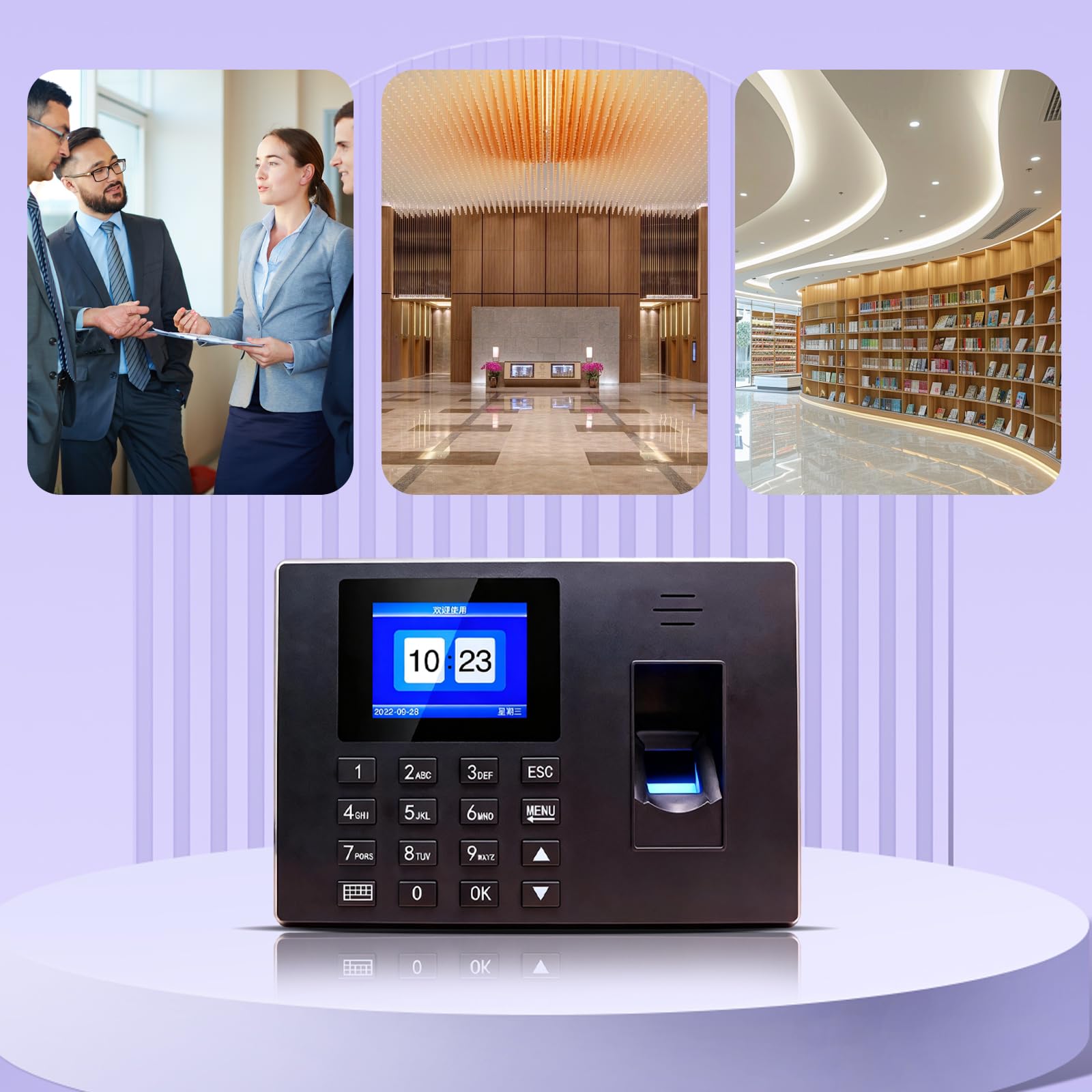 Pointeuse Empreinte Digitale, Badgeuse Autonome avec Code PIN pour PME, sans Abonnement/Logiciel/Connexion WiFi - Export Excel par Clé USB - Gestion des Présences