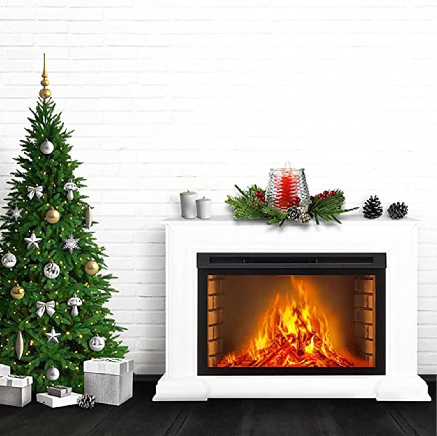 Christmas Candle Garland Rings Artificial Christmas Candle Holders with Rings Wreath Votive Candle Holders for Wedding Party Living Room Dining Table Closet Decoration
