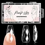 Makartt Medium Coffin Soft Gel Nail Tips: 120pcs 3D Diamond-Shaped Fake Nails Extension, 12 Sizes Full Cover Clear Press-On Tip, Natural Rhombus Lattice, Suit for Chrome Nail Powder