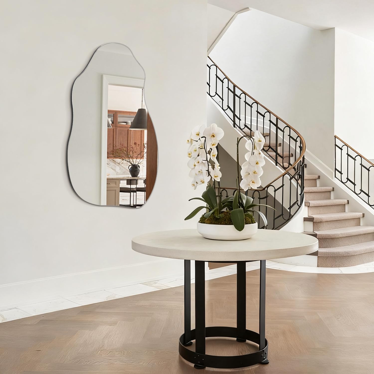 Asymmetrical Wall Mirror Modern Decorative Hanging Irregular Wall Mirrors for Bathroom Bedroom Living Room Entryway Decorative Modern Home Decor 24" L x 14" W