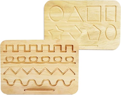 Tabla reversible de preescritura y trazado de formas, aprendizaje para niños pequeños, formas de madera, trazado de formas para niños pequeños,