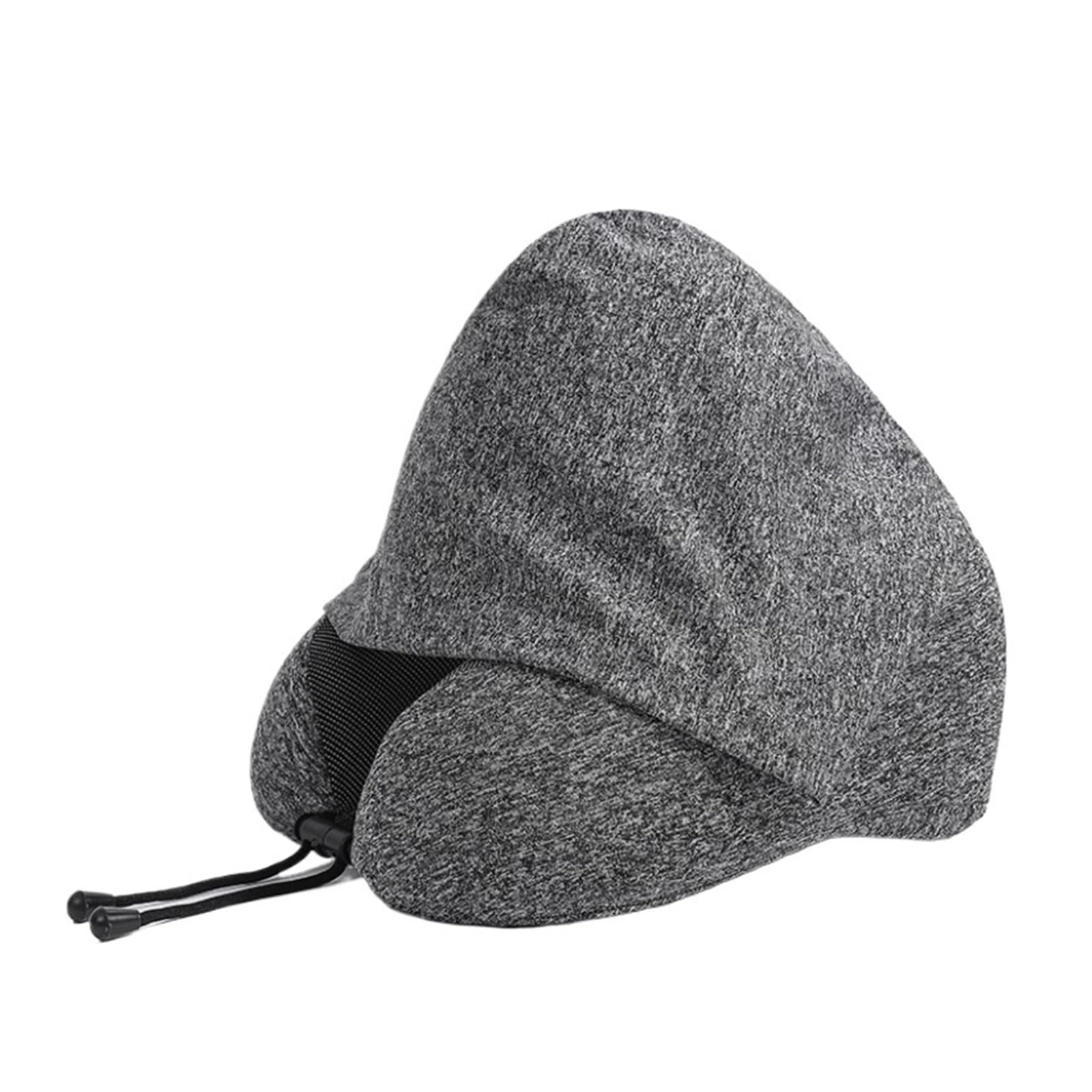 WWYYZAYC Multifunctional Hooded Memory Foam U-shaped Pillow Office Pillow Travel Cervical Pillow Easy To Store Nap(Dark Gray)