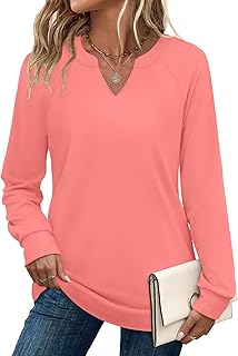 SAMPEEL Sweatshirts for Women V Neck Long Sleeve Shirts Lightweight Sweaters Fall Fashion Tops Outfits 2025