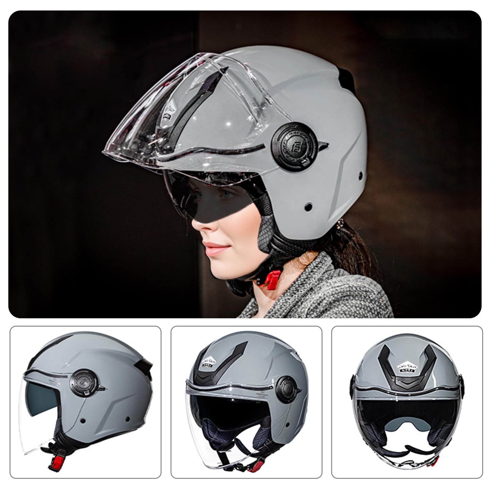 Casque à réaction avec Double visière, adapté aux Scooters, aux Jets et aux cyclomoteurs, certifié ECE 22.06, répond aux Normes de sécurité routière