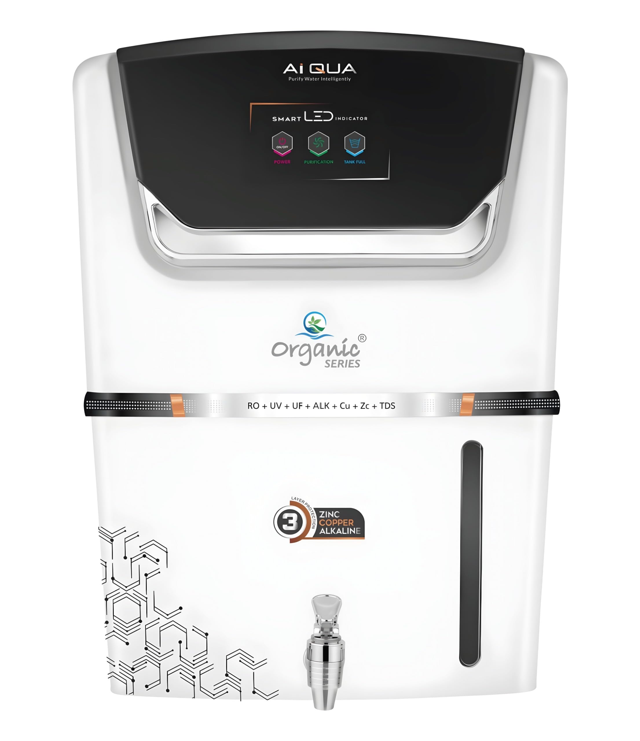 Aqua X Pure AI Aqua White R.O+UV+Copper with Zinc+Taste and Tds controller system. 12 liter Storage Tank suitable for Home and Office.Low Maintanance & 1 Year Warranty.