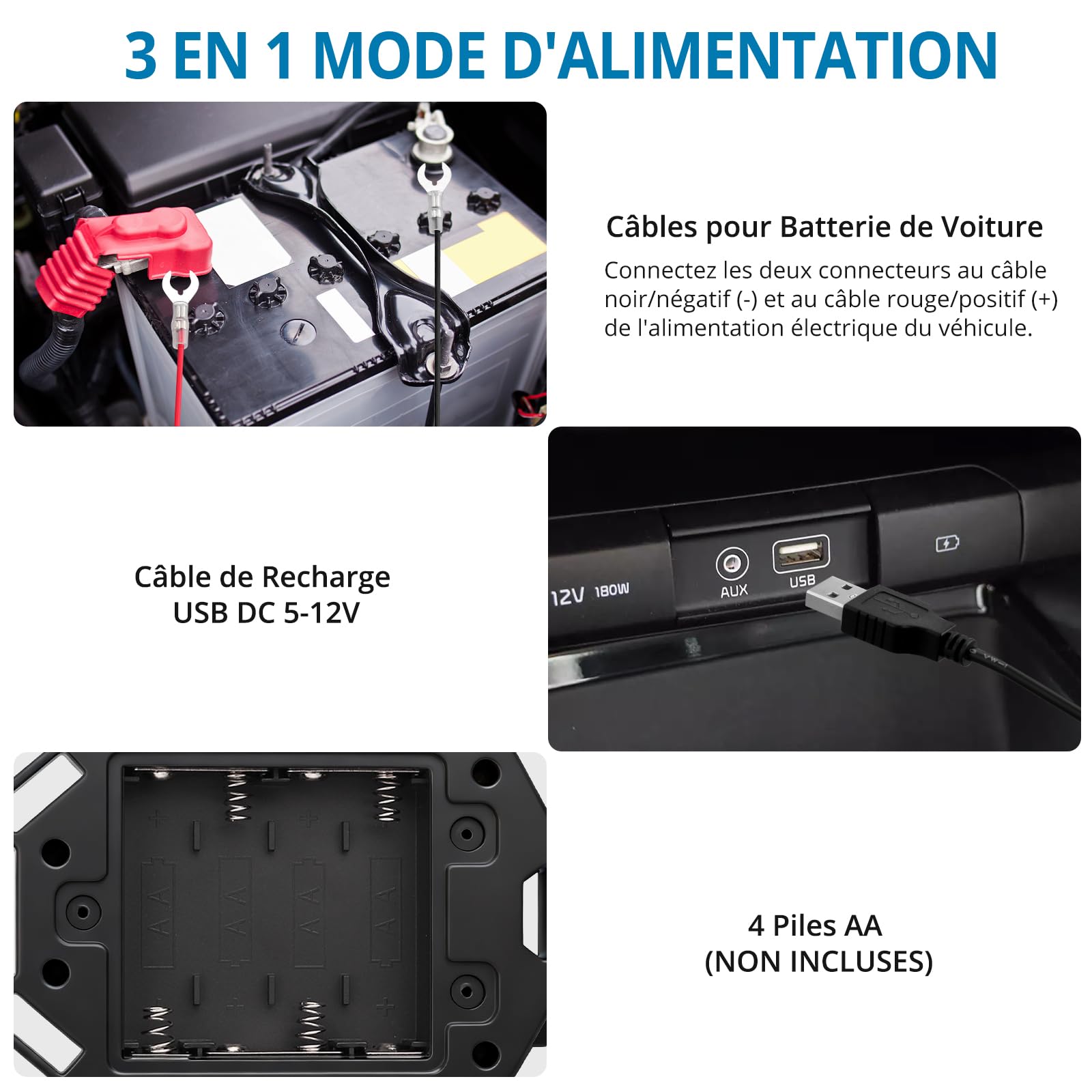 AUTOUTLET 2PC Répulsif Ultrason Souris pour Voiture 3 en 1 Répulsif Ultrason Rongeur Connexion électrique du véhicule/Câblage USB/Batterie Démarrage/arrêt Automatique avec Ligne d'Extension 80cm