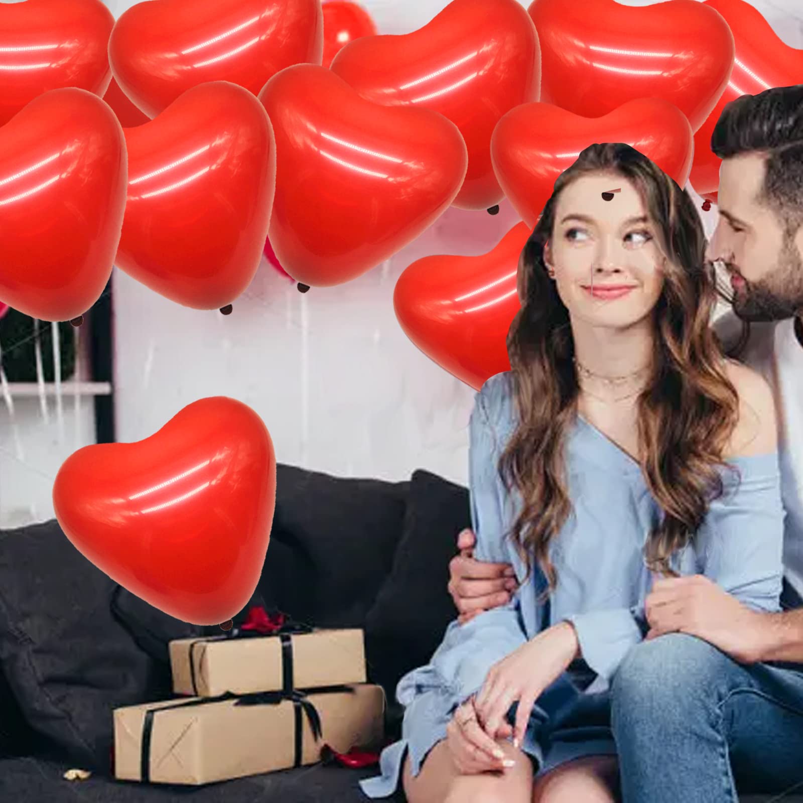 50 palloncini a forma di cuore, 12 pollici, rossi, palloncini a elio, per matrimonio, addio al nubilato, San Valentino, compleanno, fidanzamento, decorazione per feste