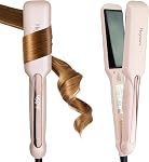 Heysam Redresseur et redresseur professionnel de cheveux en fer plat 2 en 1, Lève-cheveux double tension portable, large Ionique en fer céramique 1.6-pouce pour cheveux épais, 30S Chauffage rapide, LCD Affichage