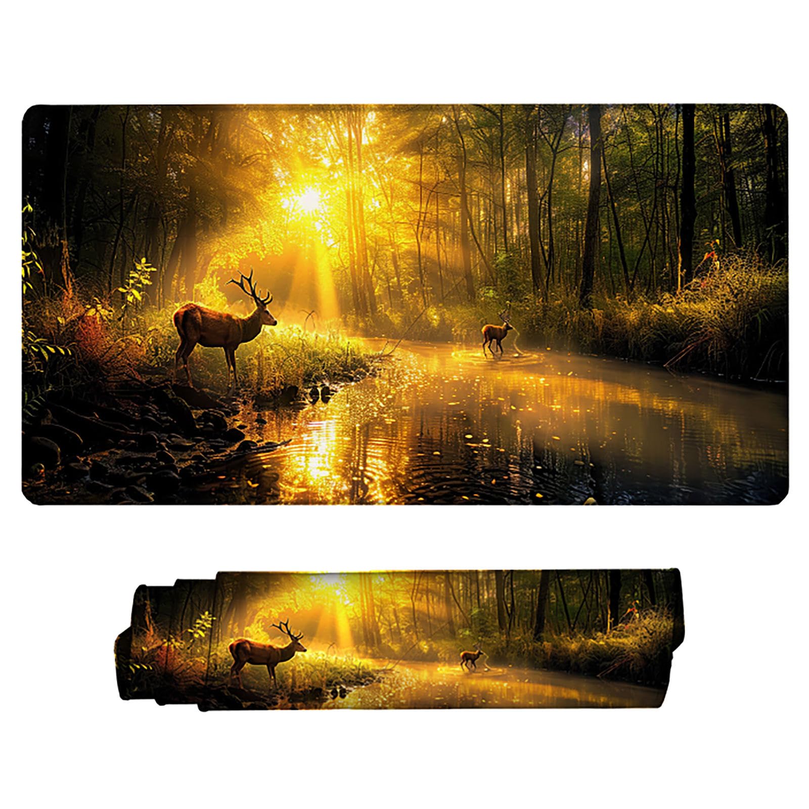 Żółta podkładka pod mysz XXL, podkładka na biurko, 1200 x 600 cm, szyte krawędzie, antypoślizgowa, gumowa podstawa, podkładka pod mysz, dla graczy, stabilna przyczepność na gładkich powierzchniach,