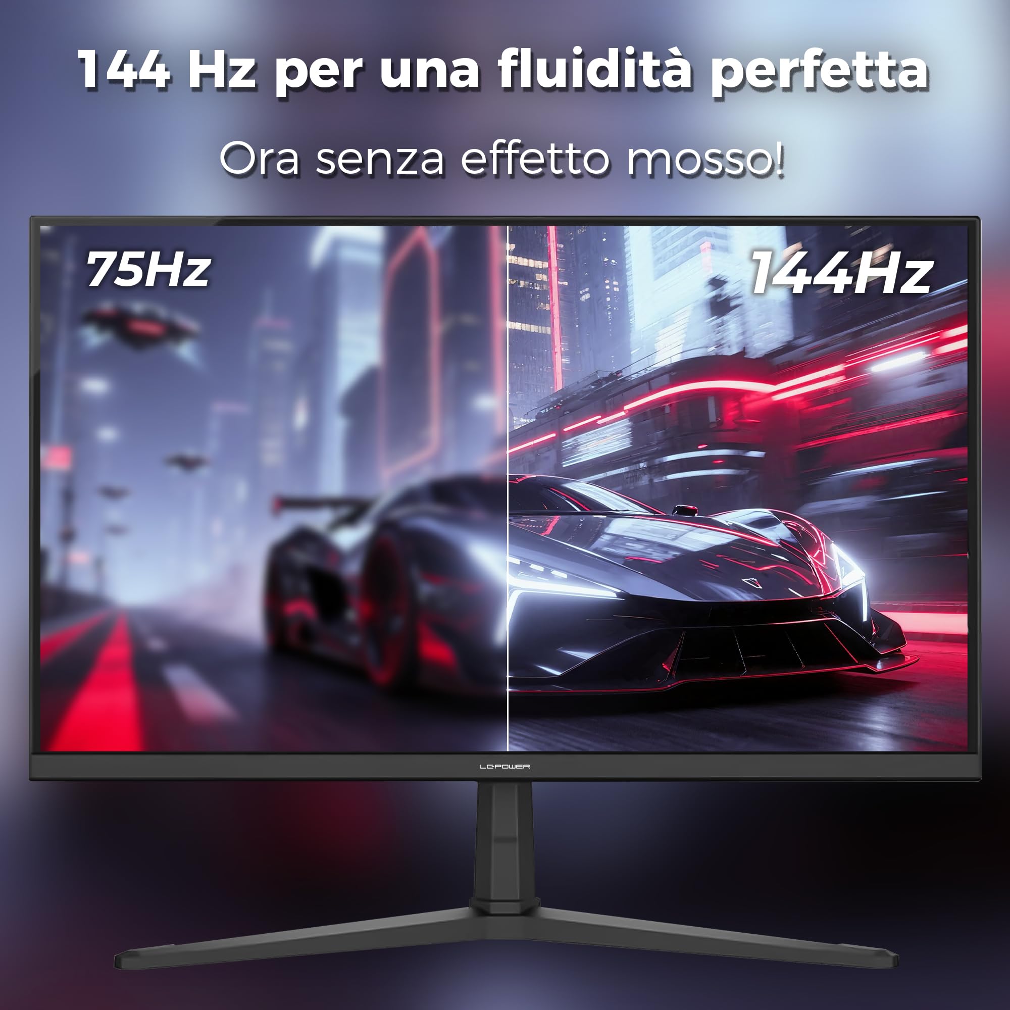 LC-Power Monitor Gaming 24 (23.8 Pollici) IPS FHD 1920x1080, 144Hz 1ms MPRT, DisplayPort 1.4, HDMI 2.0, VESA 100x100, Nero con Cavo HDMI Incluso