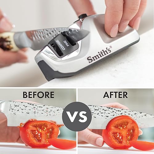 Miniatura 5 de Smith's 51023 Afilador de agarre con borde de diamante ajustable, color gris, afiladores gruesos y finos, compacto, base antideslizante estable,