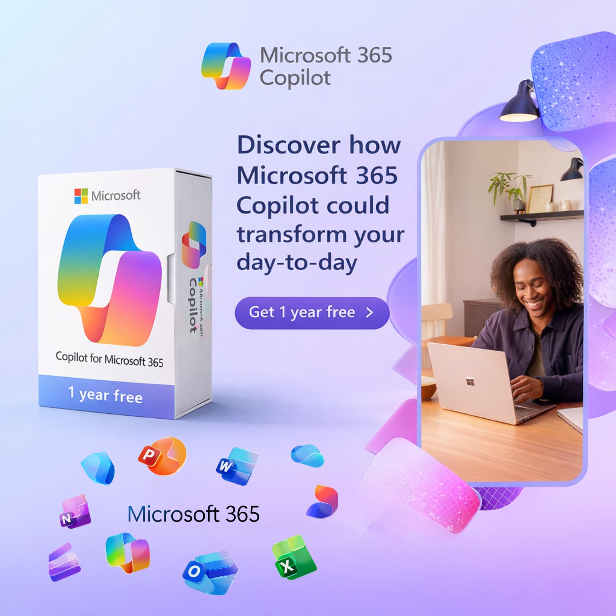 HP Laptop de 15.6" con almacenamiento Microsoft 365-1.1TB - Memoria de 8 GB - Intel Inside | Pantalla antirreflejo, SSD de 128 GB y almacenamiento en la nube de 1 TB, CPU de 4 núcleos, carga rápida y